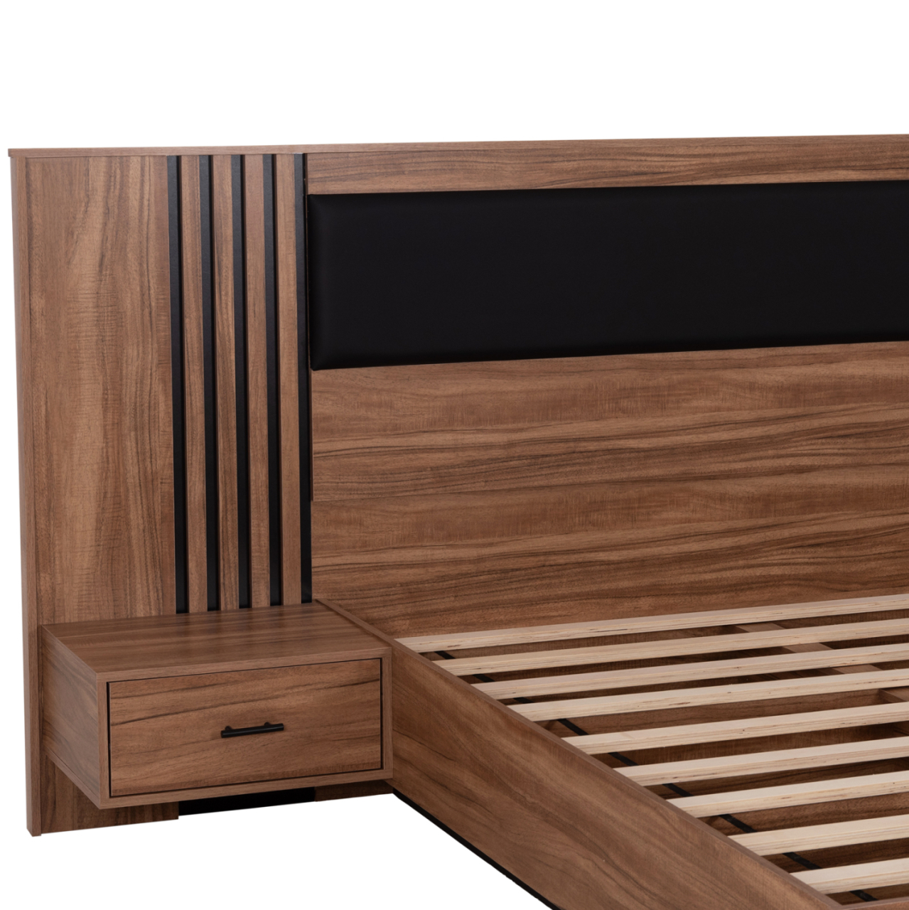 DOUBLE BED WITH NIGHTSTANDS HARRY HM750.01 MELAMINE IN NATURAL/BLACK--MATTRESS 160x200cm [7]
