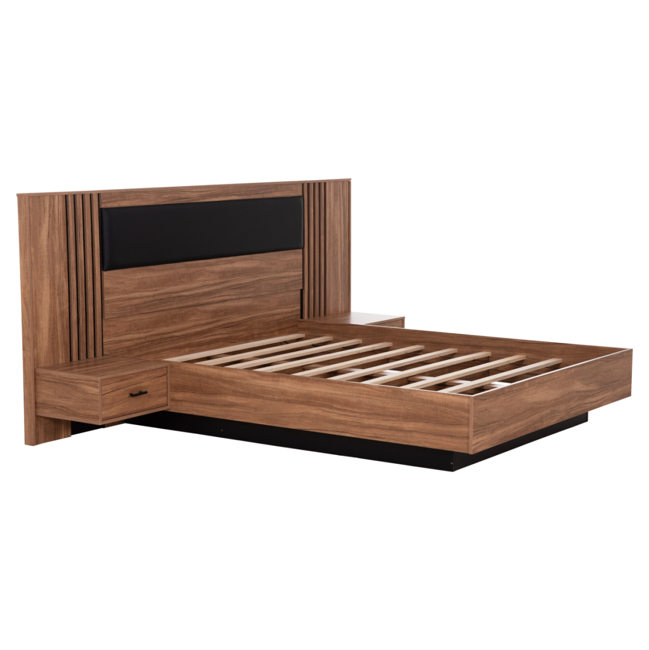 DOUBLE BED WITH NIGHTSTANDS HARRY HM750.01 MELAMINE IN NATURAL/BLACK--MATTRESS 160x200cm [5]