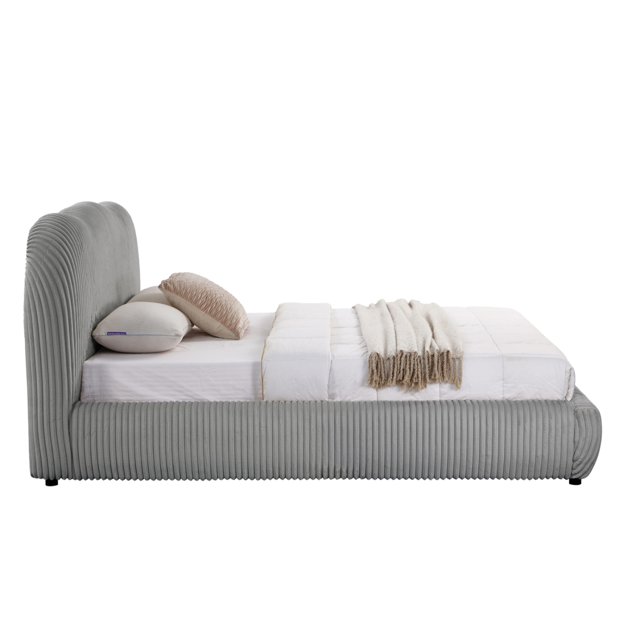 DOUBLE BED WITH STORAGE SPACE KALLY HM729.01 GREY FEAUX FUR FABRIC--MATTRESS 160x200cm. [5]
