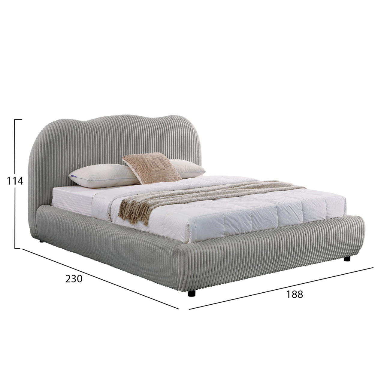 DOUBLE BED WITH STORAGE SPACE KALLY HM729.01 GREY FEAUX FUR FABRIC--MATTRESS 160x200cm. [3]