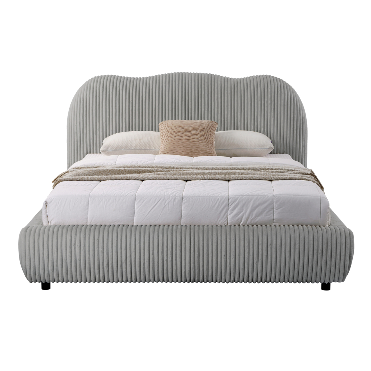 DOUBLE BED WITH STORAGE SPACE KALLY HM729.01 GREY FEAUX FUR FABRIC--MATTRESS 160x200cm. [4]