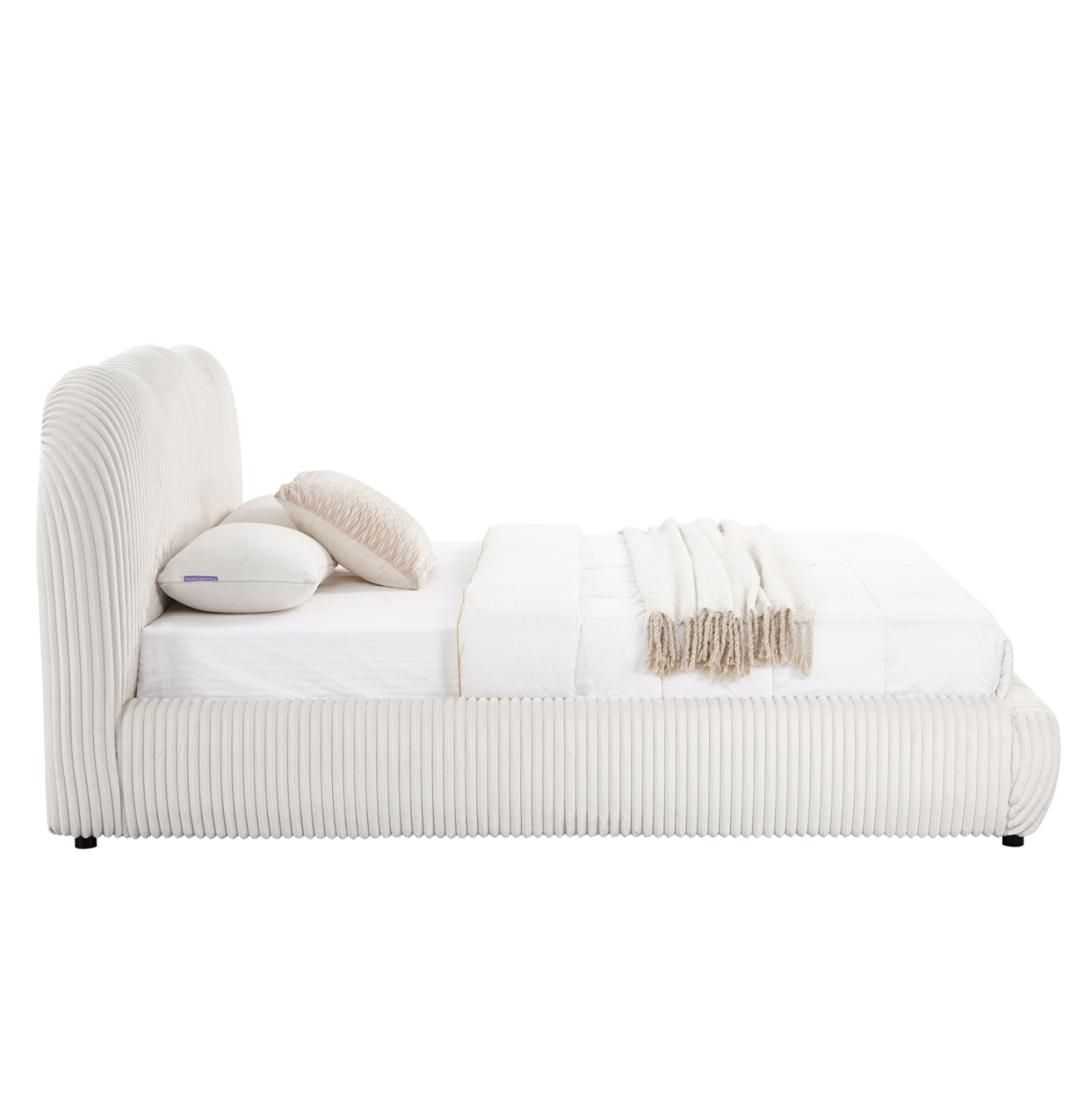 DOUBLE BED WITH STORAGE SPACE KALLY HM729.03 BEIGE FAUX FUR FABRIC--MATTRESS 160x200cm. [5]