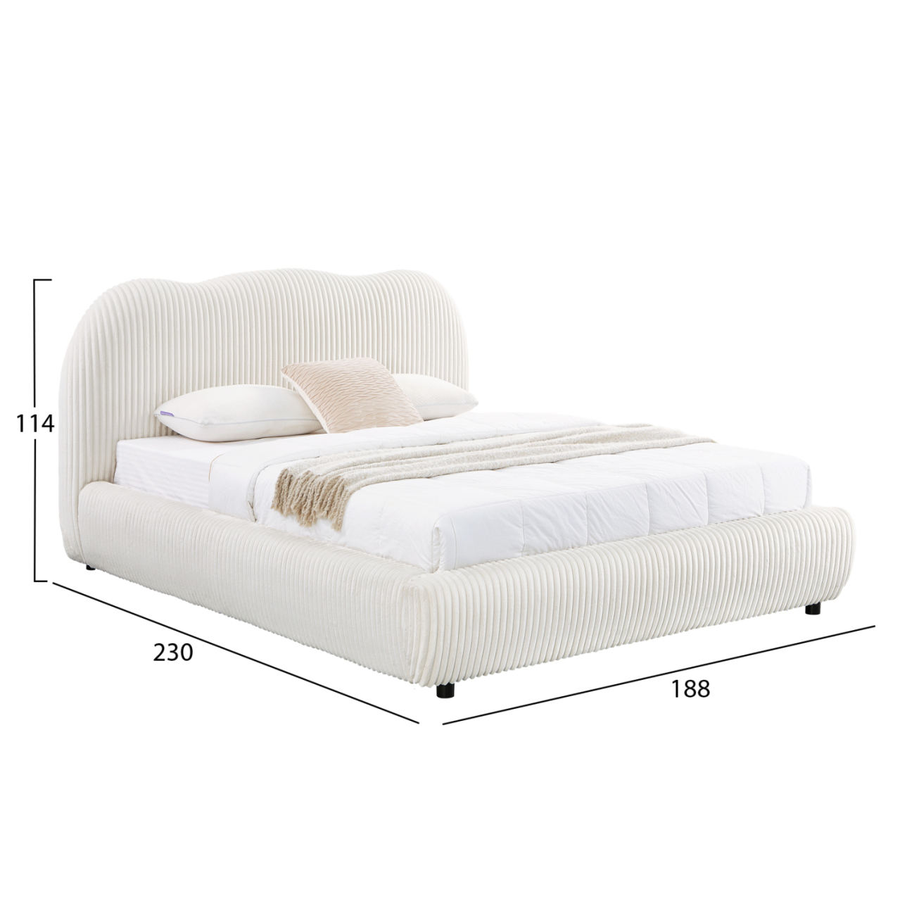 DOUBLE BED WITH STORAGE SPACE KALLY HM729.03 BEIGE FAUX FUR FABRIC--MATTRESS 160x200cm. [3]
