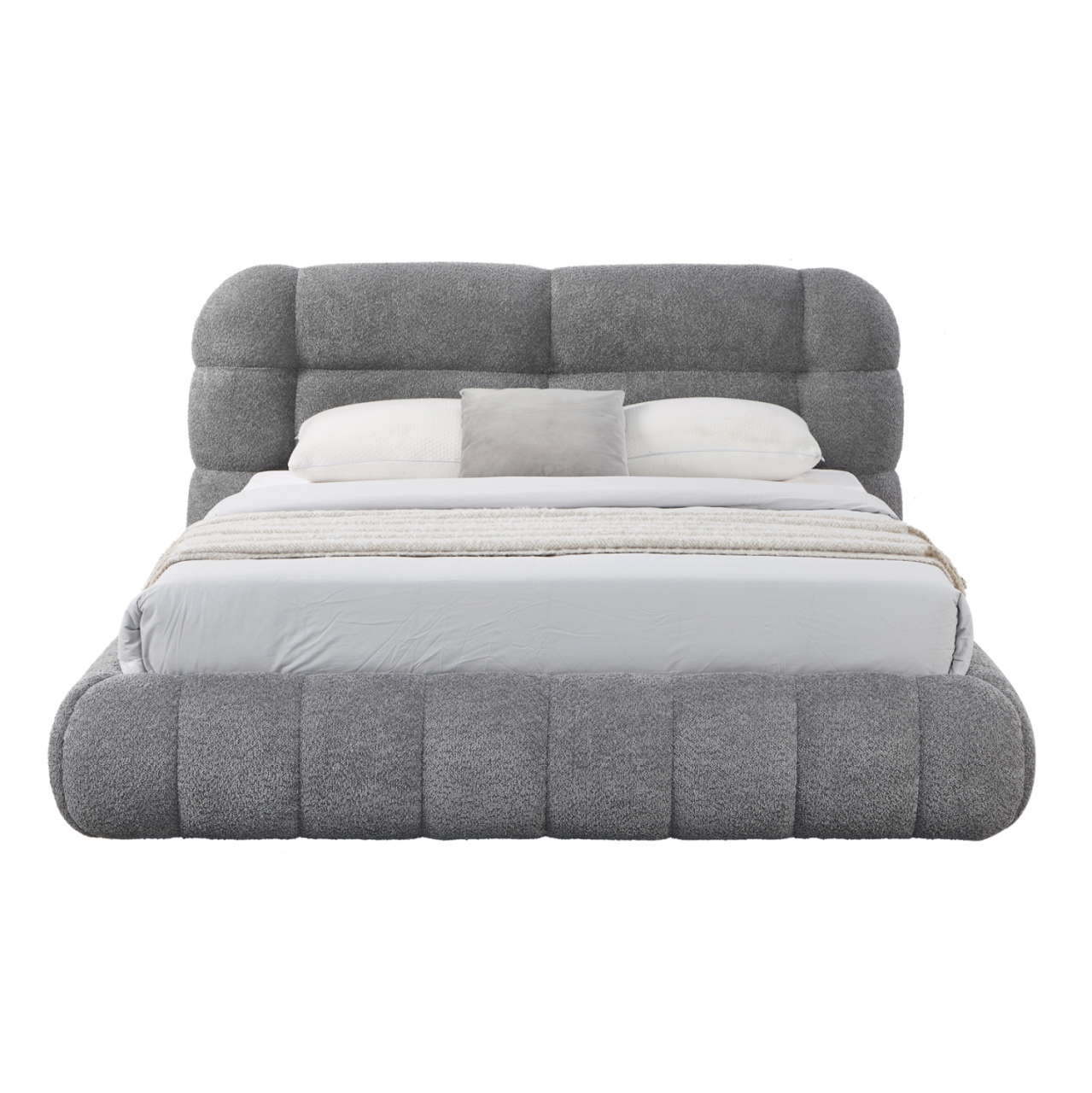 DOUBLE BED WITH STORAGE SPACE MOLEN HM730.01 GREY BOUCLE FABRIC--MATTRESS 160x200cm. [4]