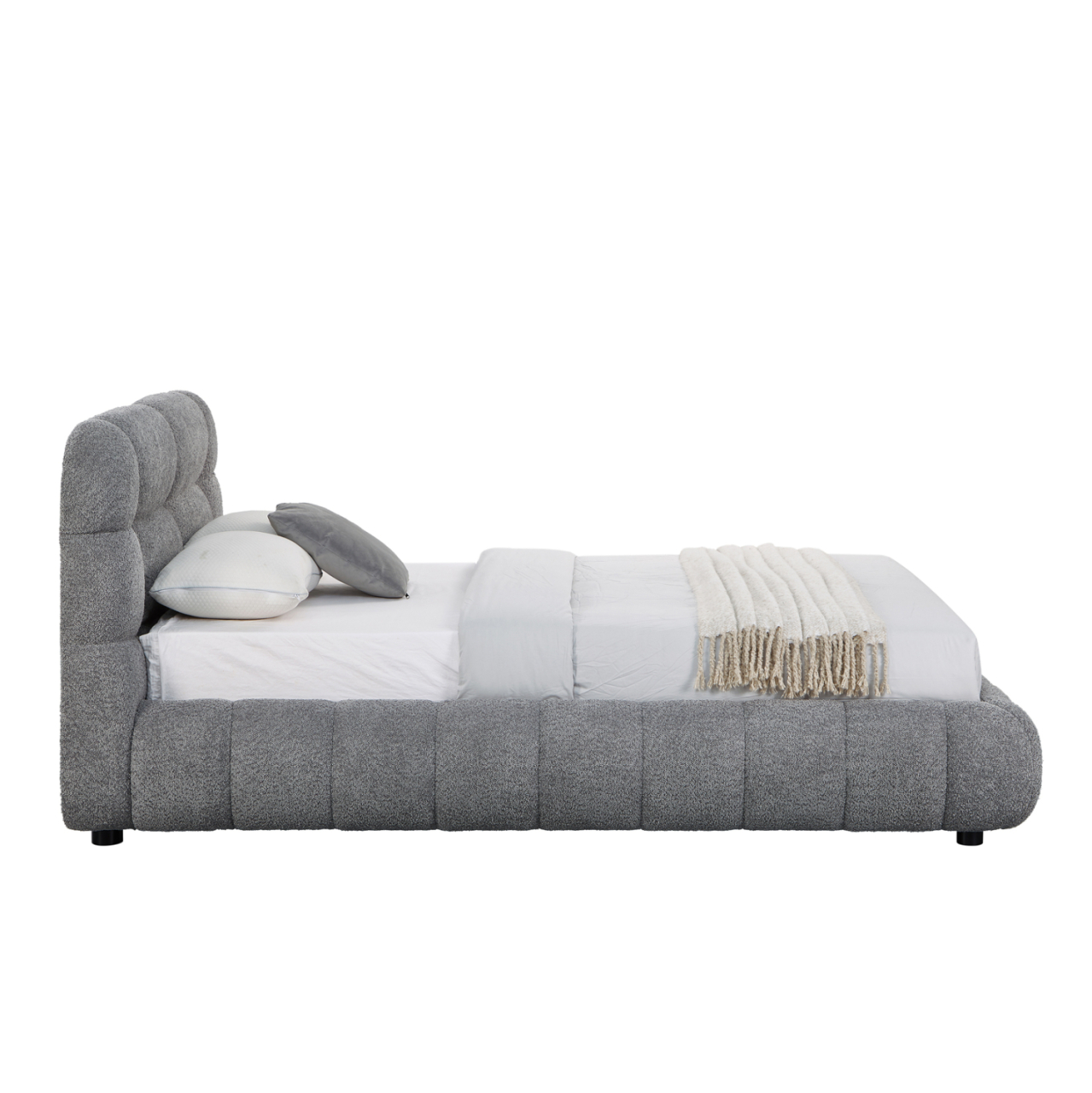 DOUBLE BED WITH STORAGE SPACE MOLEN HM730.01 GREY BOUCLE FABRIC--MATTRESS 160x200cm. [5]