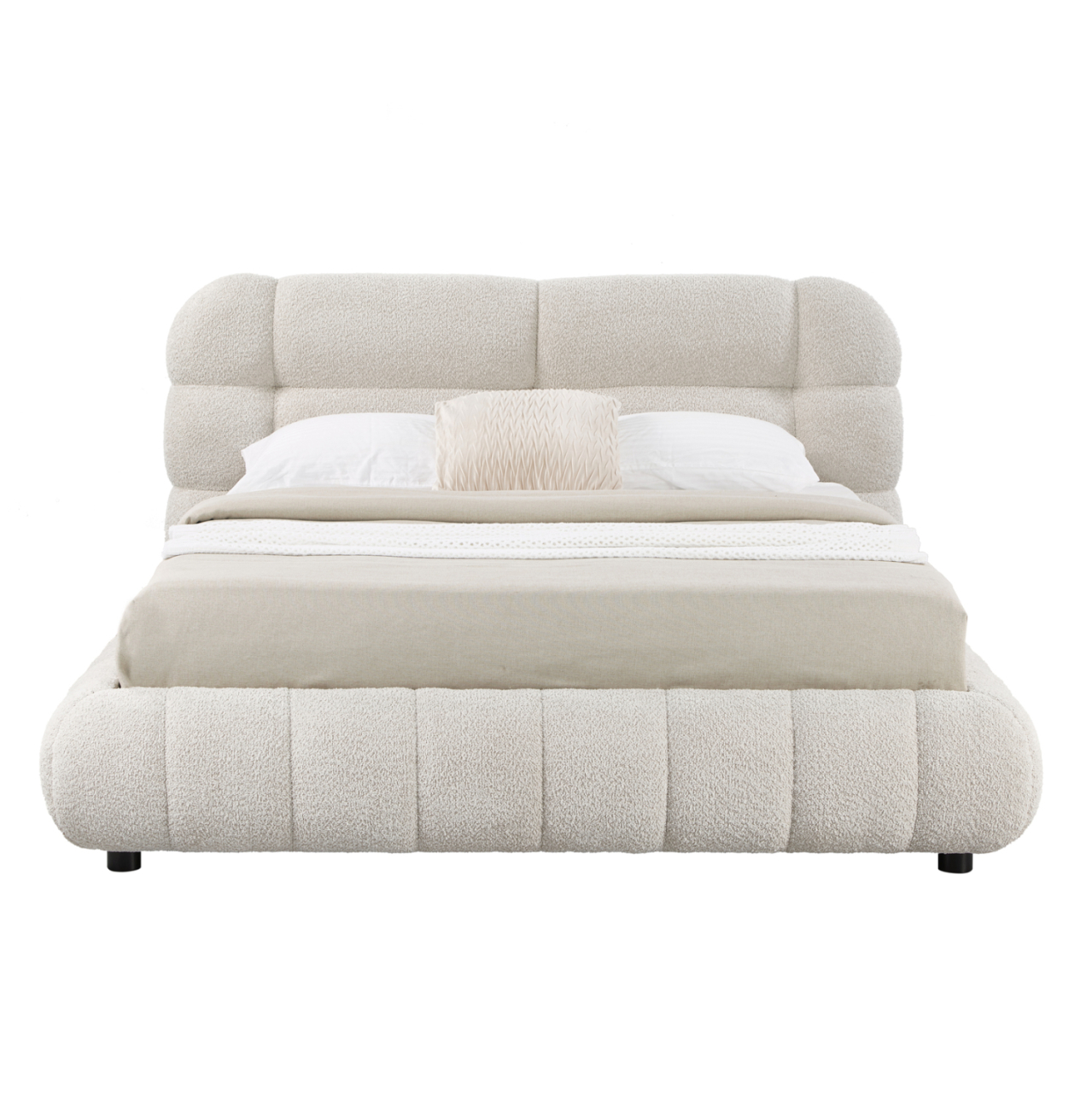 DOUBLE BED WITH STORAGE SPACE MOLEN HM730.03 BEIGE BOUCLE FABRIC--MATTRESS 160x200cm. [4]