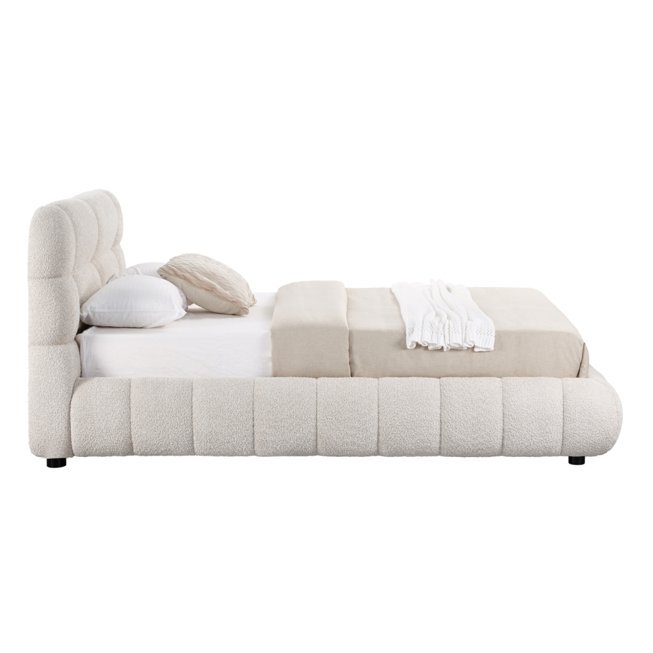 DOUBLE BED WITH STORAGE SPACE MOLEN HM730.03 BEIGE BOUCLE FABRIC--MATTRESS 160x200cm. [5]