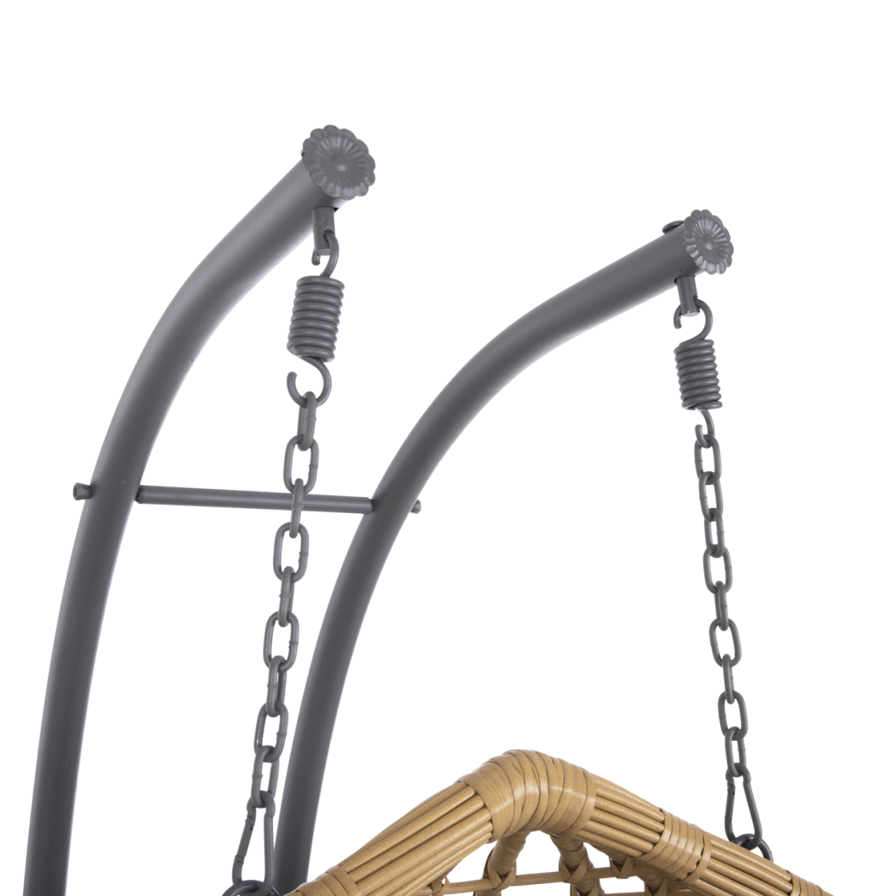 DOUBLE HANGING NEST WITH FOOTREST GRACIE HM5754.02 BEIGE SYNTHETIC RATTAN-GREY STEEL FRAME Φ120x200Hcm. [8]