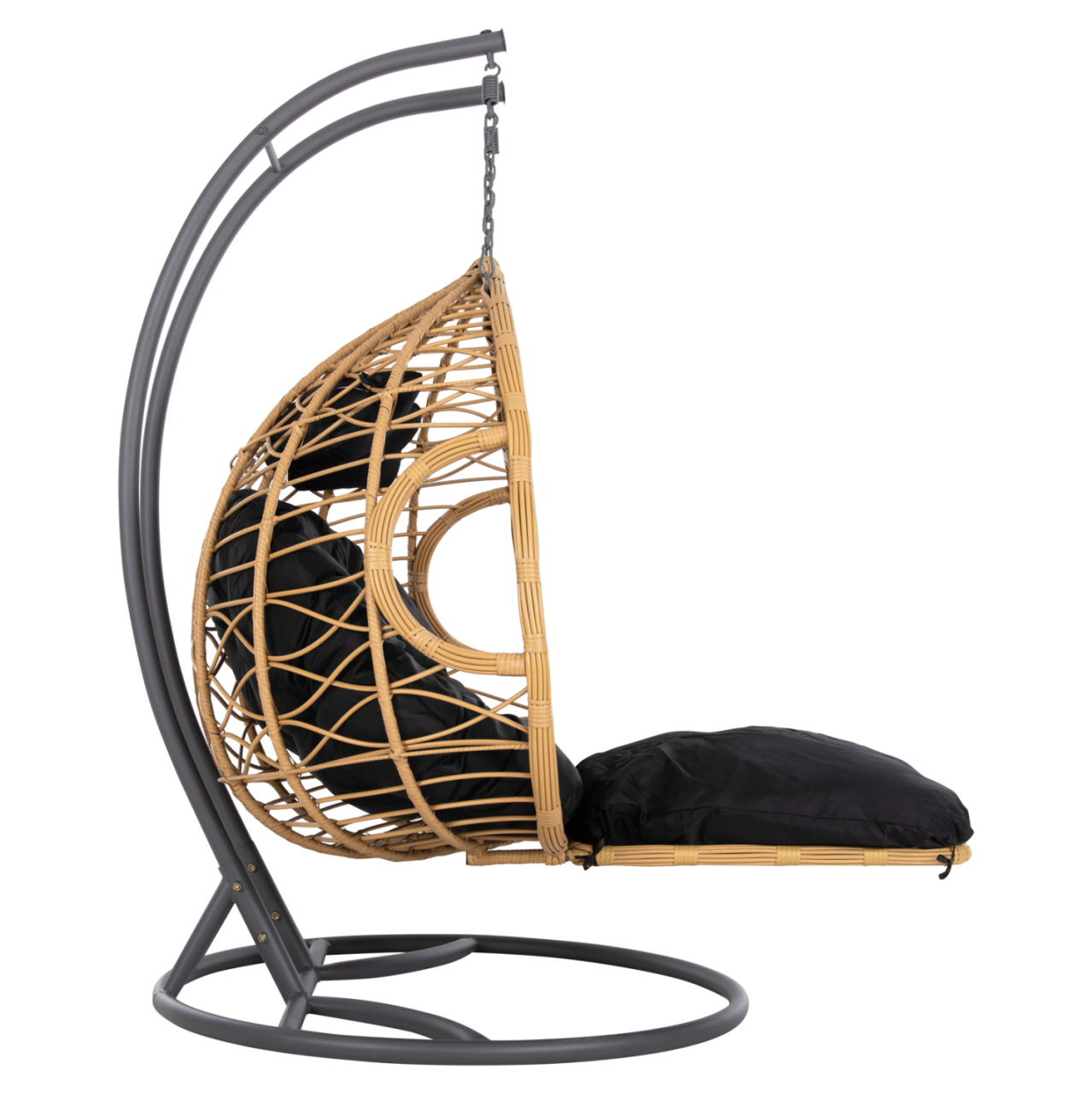 DOUBLE HANGING NEST WITH FOOTREST GRACIE HM5754.02 BEIGE SYNTHETIC RATTAN-GREY STEEL FRAME Φ120x200Hcm. [4]