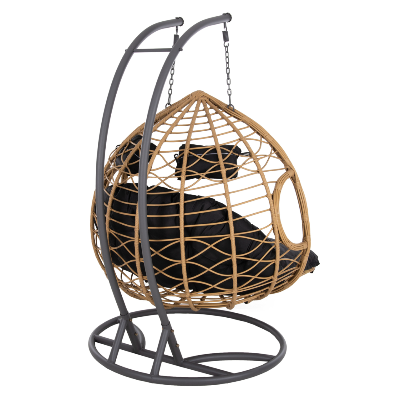 DOUBLE HANGING NEST WITH FOOTREST GRACIE HM5754.02 BEIGE SYNTHETIC RATTAN-GREY STEEL FRAME Φ120x200Hcm. [5]