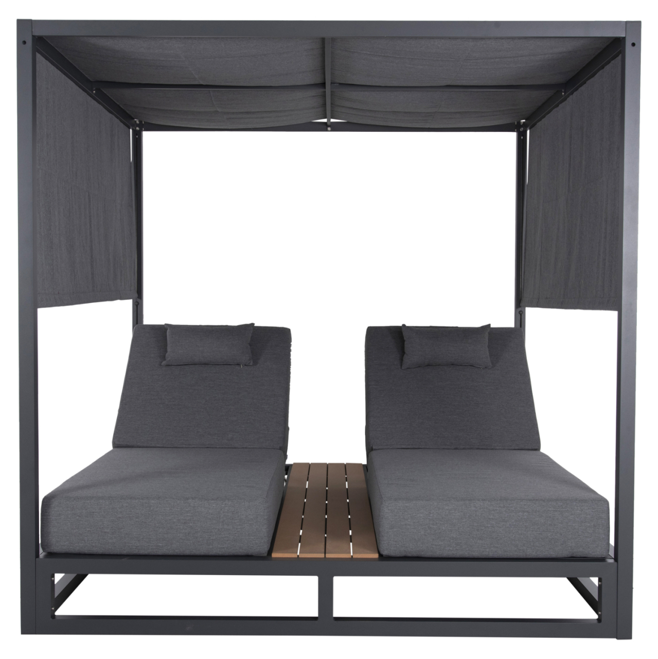 DOUBLE LOUNGE SUNBEDS IN A CUBE WITH SUNSHADES GALLANT HM6097.01 ALUMINUM IN GREY 2x2x2m [3]