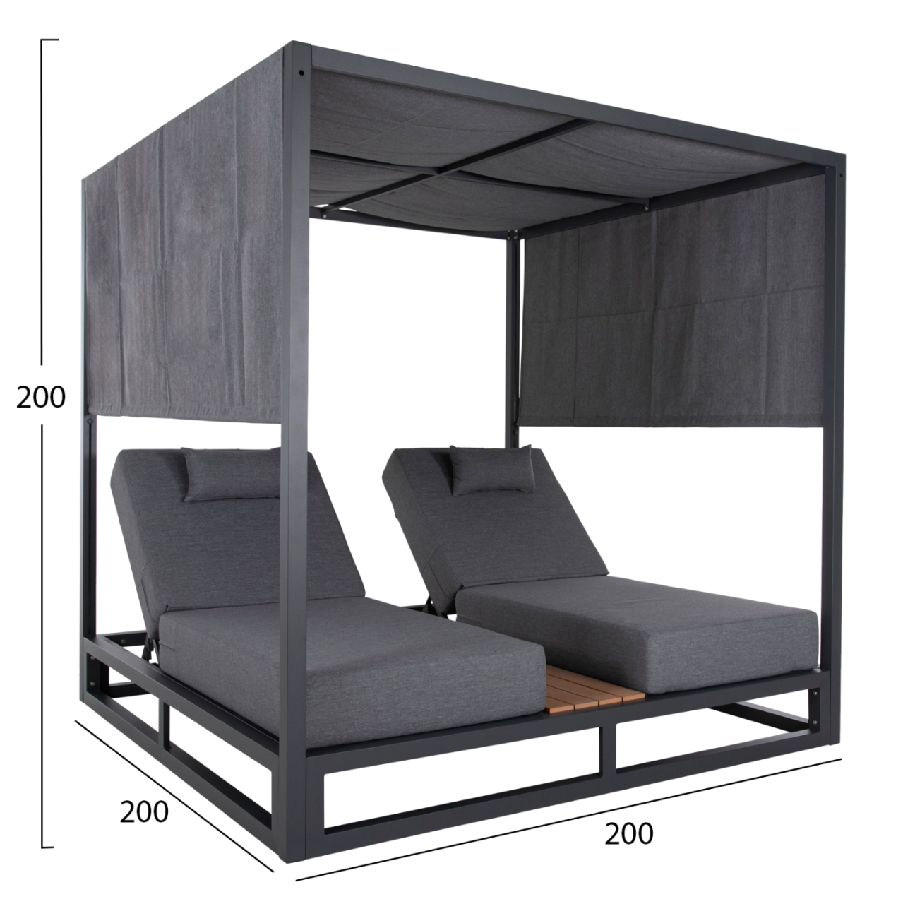 DOUBLE LOUNGE SUNBEDS IN A CUBE WITH SUNSHADES GALLANT HM6097.01 ALUMINUM IN GREY 2x2x2m [2]