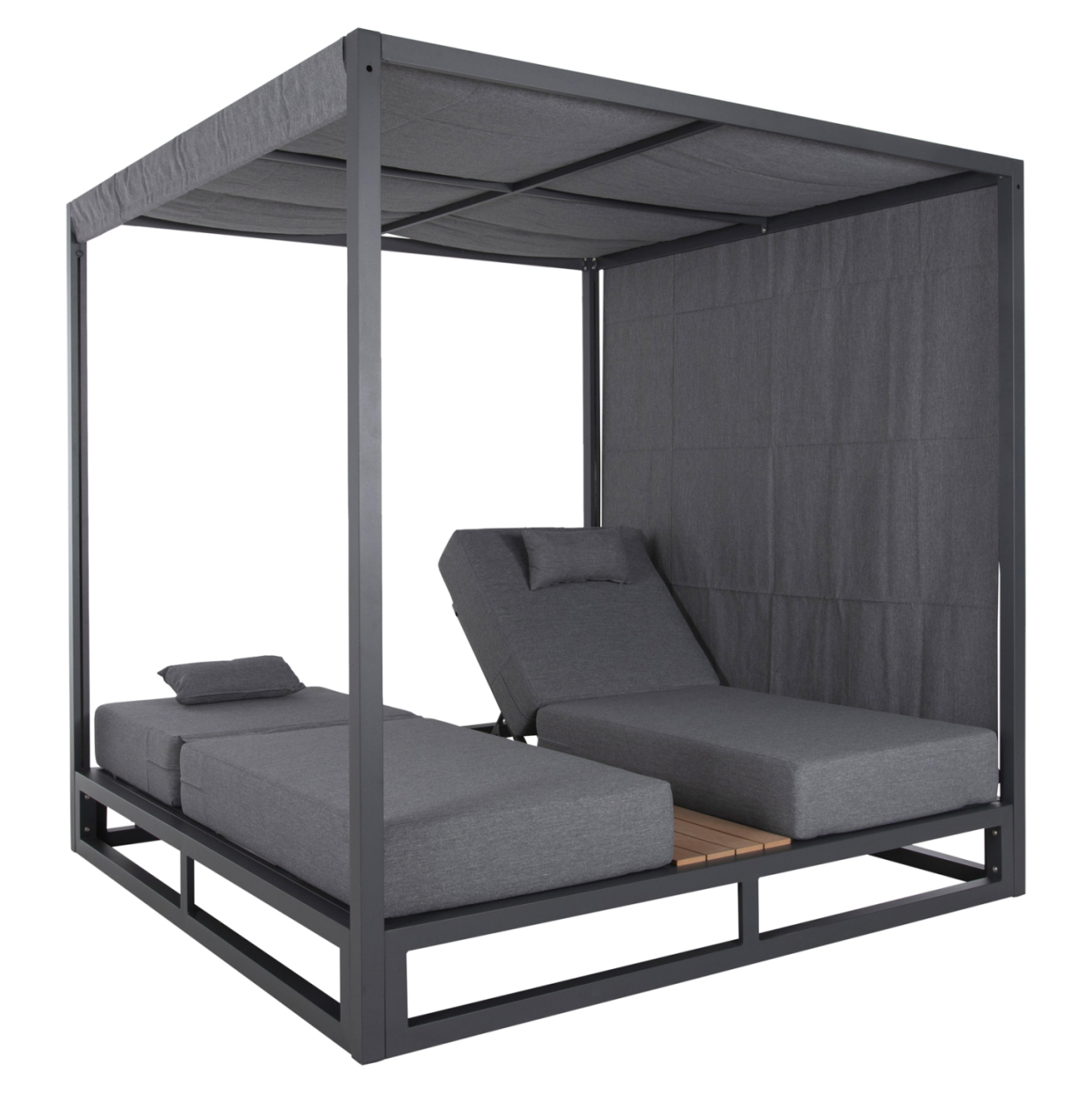 DOUBLE LOUNGE SUNBEDS IN A CUBE WITH SUNSHADES GALLANT HM6097.01 ALUMINUM IN GREY 2x2x2m [6]