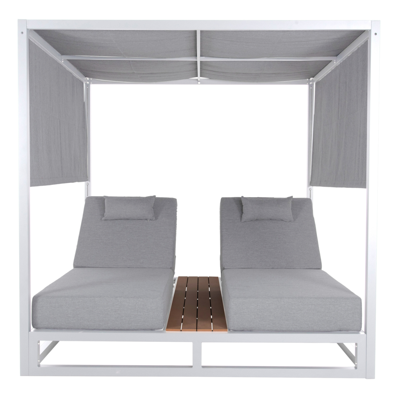 DOUBLE LOUNGE SUNBEDS IN A CUBE WITH SUNSHADES GALLANT HM6097.02 ALUMINUM IN WHITE 2x2x2m [3]
