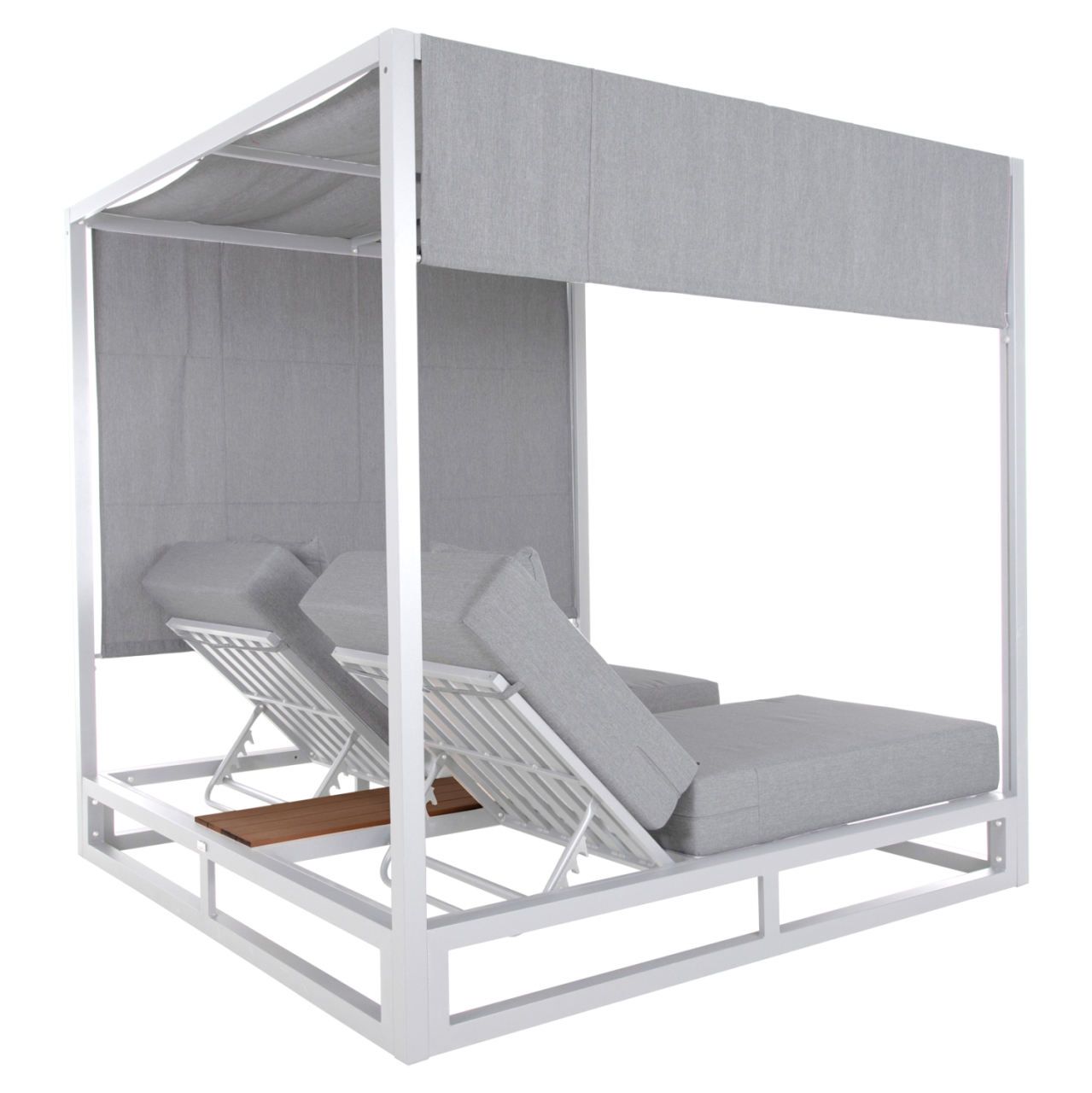 DOUBLE LOUNGE SUNBEDS IN A CUBE WITH SUNSHADES GALLANT HM6097.02 ALUMINUM IN WHITE 2x2x2m [5]