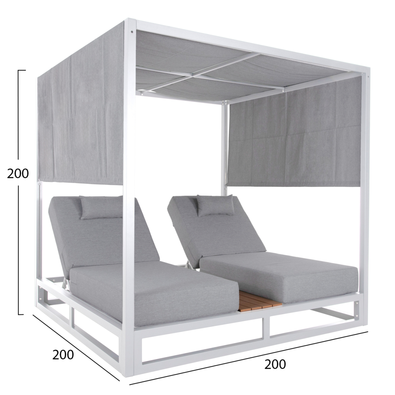 DOUBLE LOUNGE SUNBEDS IN A CUBE WITH SUNSHADES GALLANT HM6097.02 ALUMINUM IN WHITE 2x2x2m [2]