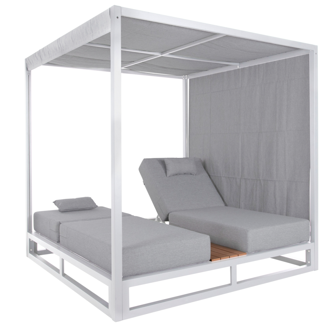 DOUBLE LOUNGE SUNBEDS IN A CUBE WITH SUNSHADES GALLANT HM6097.02 ALUMINUM IN WHITE 2x2x2m [6]