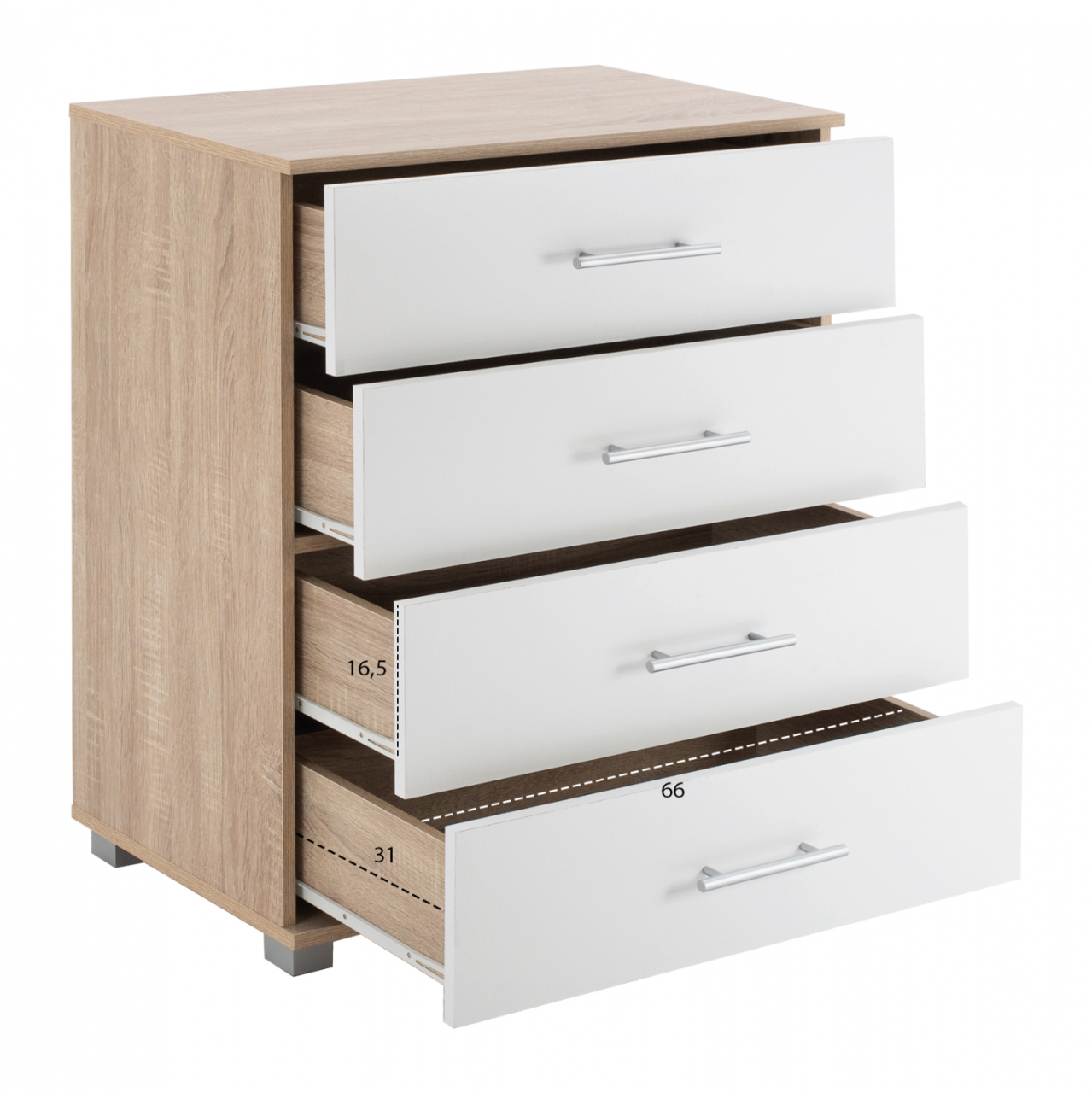 Drawer from melamine HM2204.06 with 4 drawers Sonama-White 75x40x83cm [3]