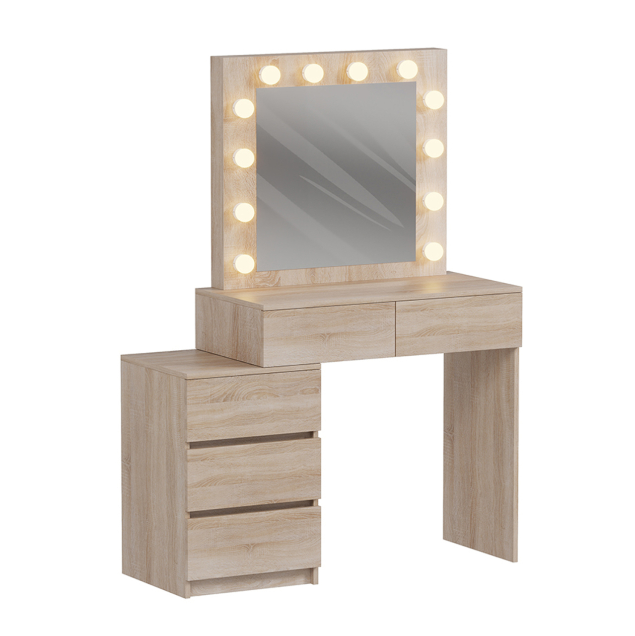 DRESSING TABLE WITH LED LIGHTS and DRAWERS BEYON HM2500.01 MELAMINE IN SONAMA 112.5x40.5x140Hcm. [4]