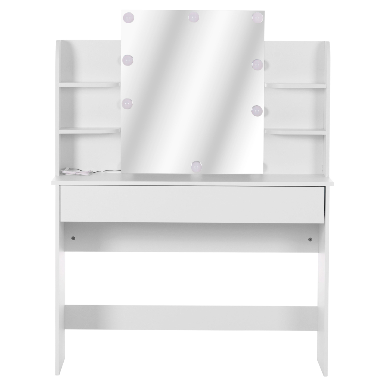 DRESSING TABLE WITH LED LIGHTS-SHELVES-DRAWERS LAURYN HM2502.03 WHITE COLOR 108x40x140Hcm. [3]
