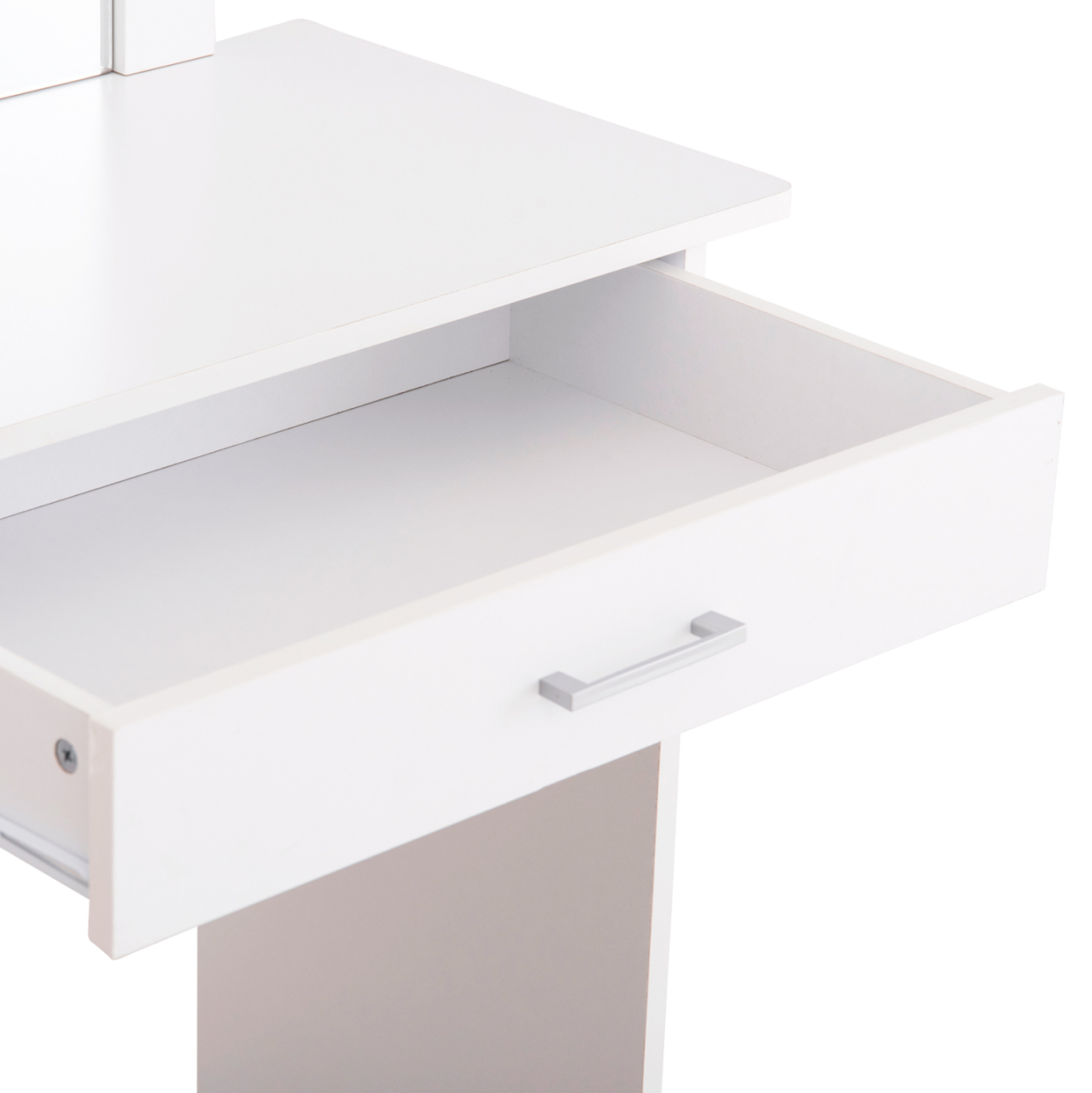 DRESSING TABLE WITH MIRROR and STOOL CRYSTEL HM9938.01 MELAMINE IN WHITE 74x39x155Hcm. [6]