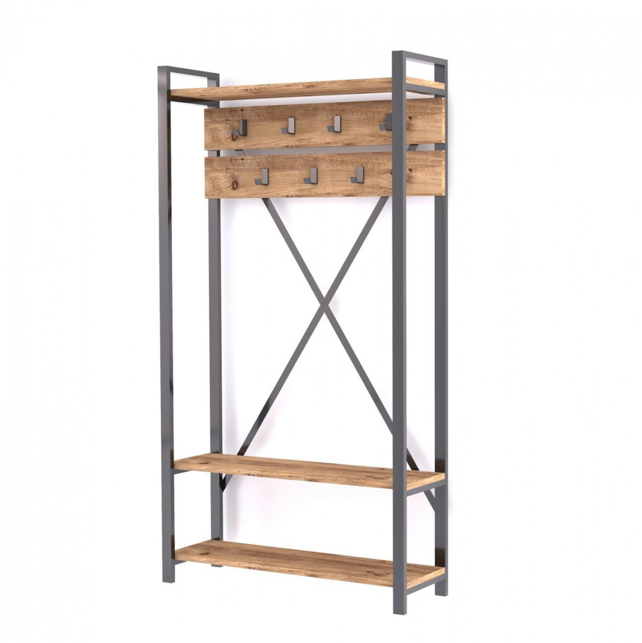 ENTRANCE FURNITURE HM8943.01 NATURAL WOOD and BLACK 90x34x180 cm. [2]