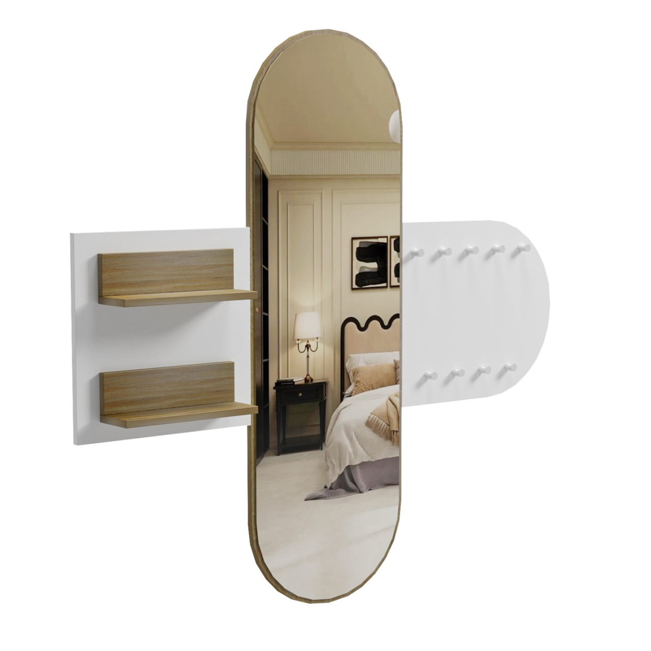 ENTRANCE FURNITURE WITH MIRROR CHERYL ΗΜ9049.12 MELAMINE WHITE-SONAMA 125x40x120Hcm. [4]