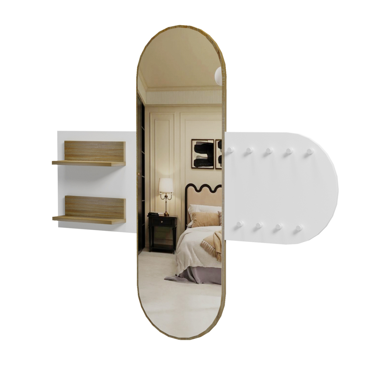 ENTRANCE FURNITURE WITH MIRROR CHERYL ΗΜ9049.12 MELAMINE WHITE-SONAMA 125x40x120Hcm. [3]