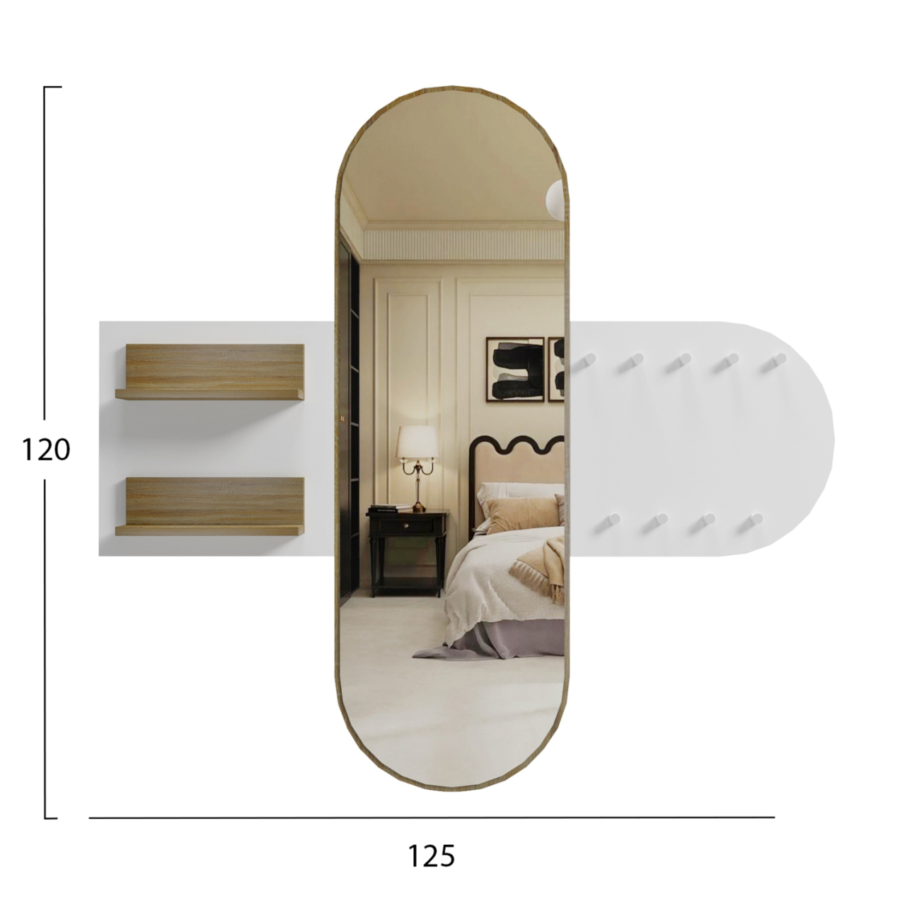 ENTRANCE FURNITURE WITH MIRROR CHERYL ΗΜ9049.12 MELAMINE WHITE-SONAMA 125x40x120Hcm. [2]