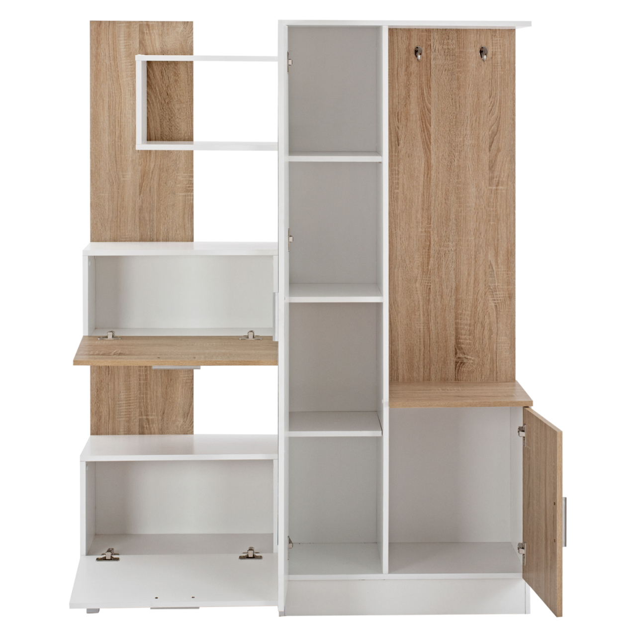 ENTRANCE FURNITURE WITH SHELVES AND MIRROR HM2265 WHITE-SONAMA 125,5x37,5x166,5cm [5]