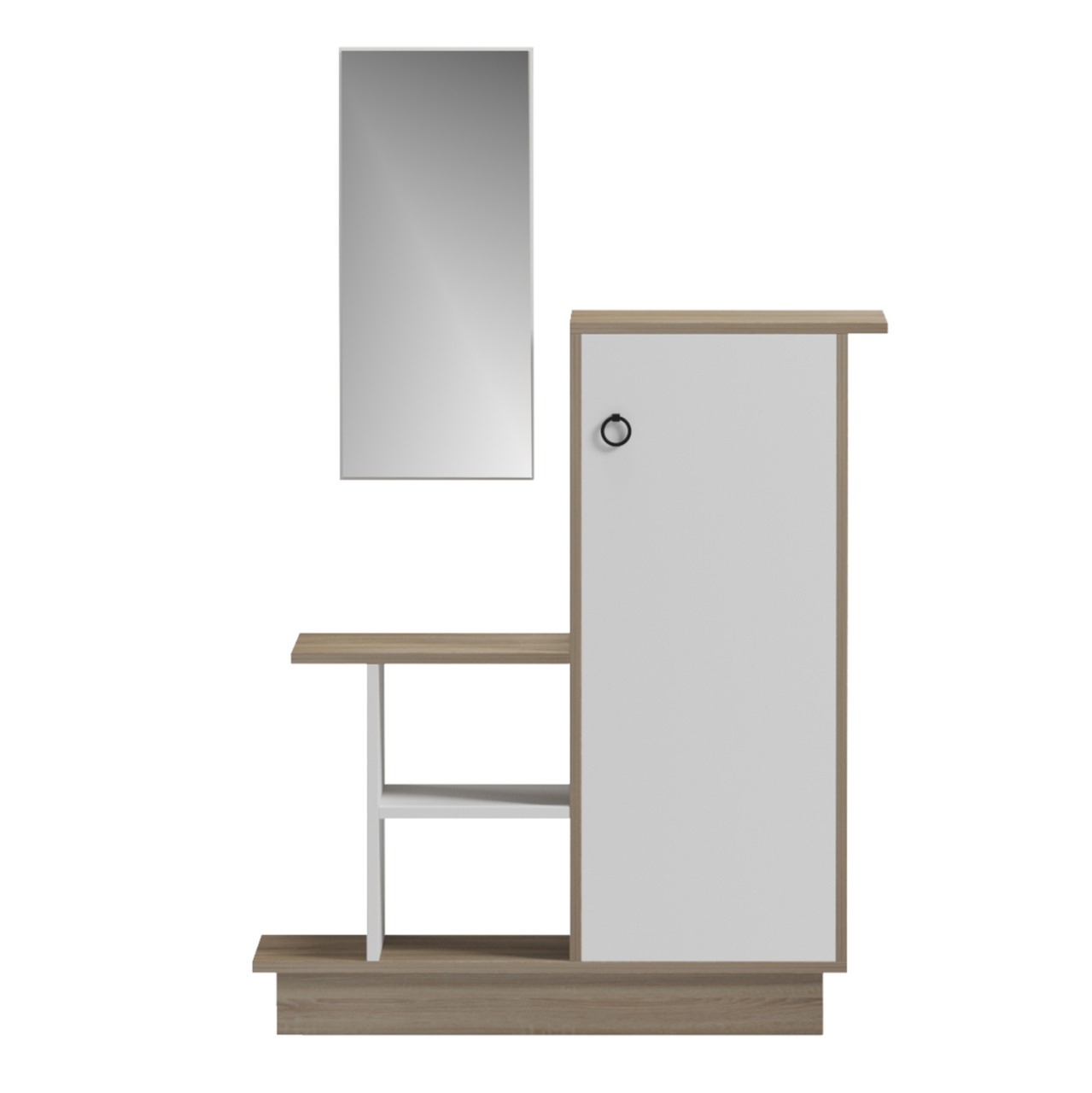 ENTRANCE FURNITURE WITH WALL MIRROR SONG HM18379.11 MELAMINE IN SONAMA/WHITE 80x30x90Hcm [3]