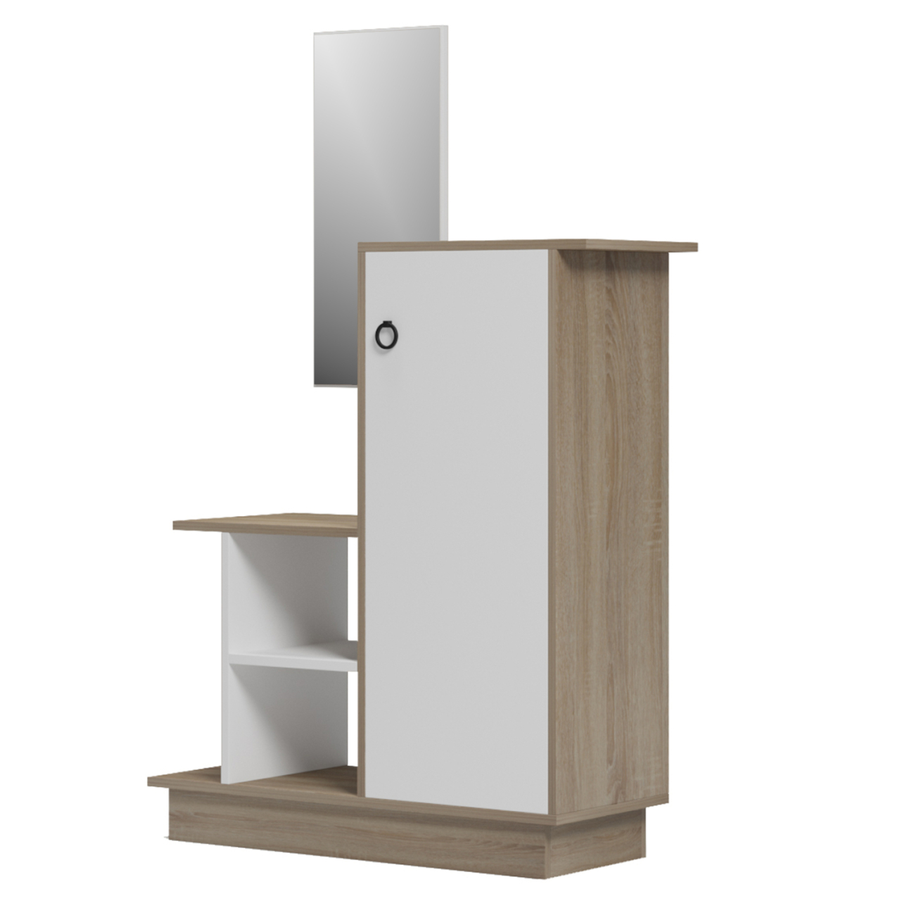 ENTRANCE FURNITURE WITH WALL MIRROR SONG HM18379.11 MELAMINE IN SONAMA/WHITE 80x30x90Hcm [5]