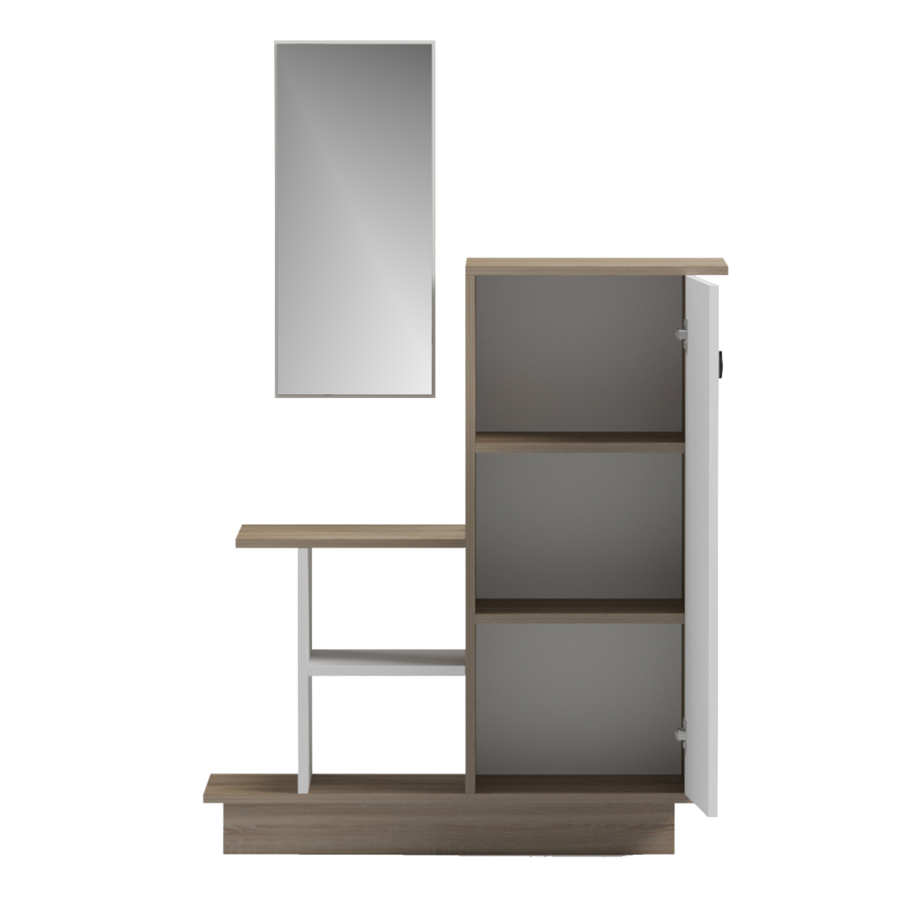 ENTRANCE FURNITURE WITH WALL MIRROR SONG HM18379.11 MELAMINE IN SONAMA/WHITE 80x30x90Hcm [6]