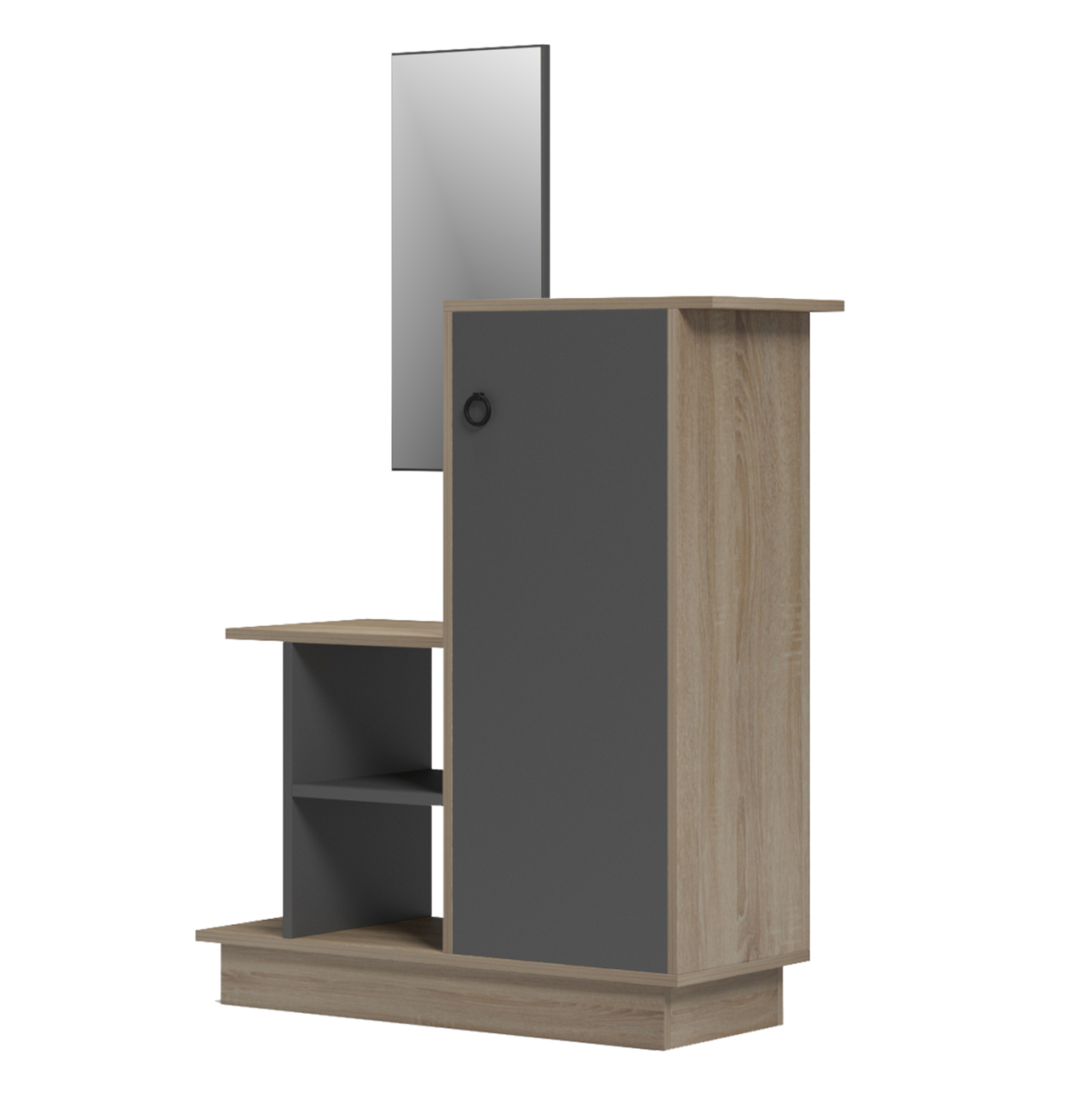 ENTRANCE FURNITURE WITH WALL MIRROR SONG HM18379.13 MELAMINE IN SONAMA/GREY 80x30x90Hcm [5]