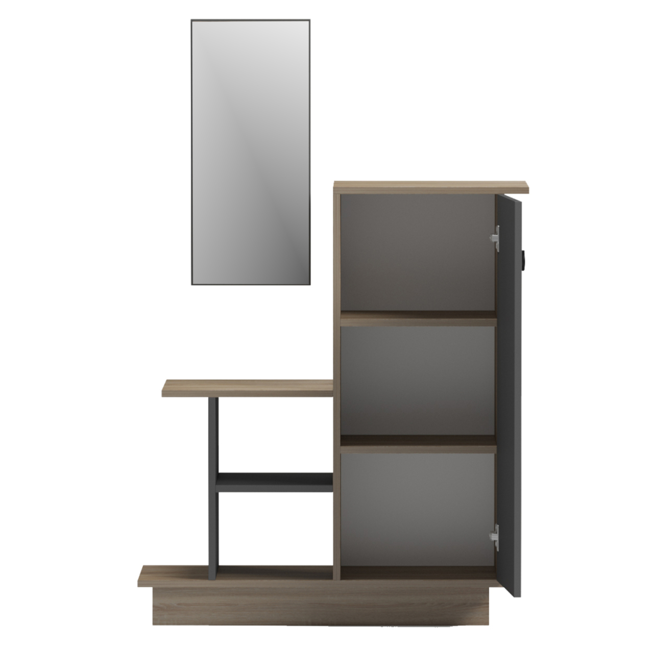 ENTRANCE FURNITURE WITH WALL MIRROR SONG HM18379.13 MELAMINE IN SONAMA/GREY 80x30x90Hcm [6]