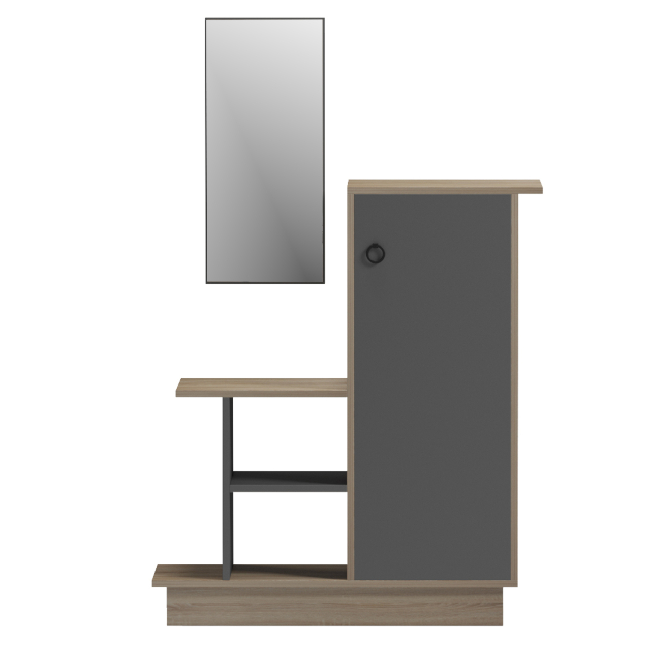 ENTRANCE FURNITURE WITH WALL MIRROR SONG HM18379.13 MELAMINE IN SONAMA/GREY 80x30x90Hcm [3]