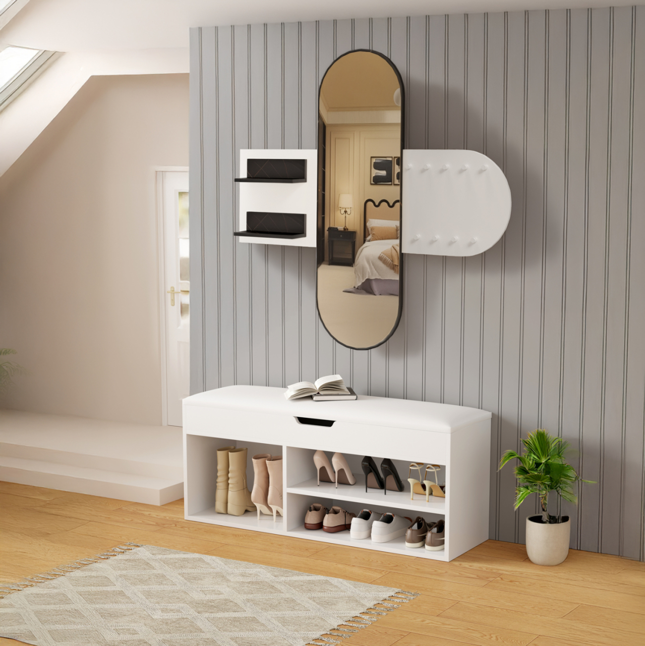 ENTRANCE SET 2PCS CHERYL HM21276.01 MELAMINE IN WHITE--BLACK MARBLE LOOK [4]