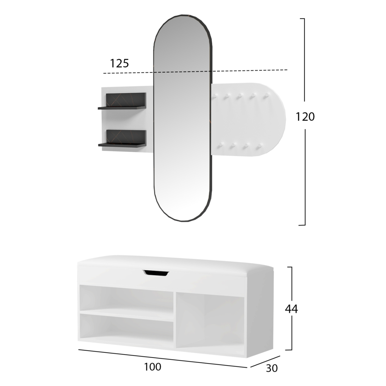 ENTRANCE SET 2PCS CHERYL HM21276.01 MELAMINE IN WHITE--BLACK MARBLE LOOK [3]