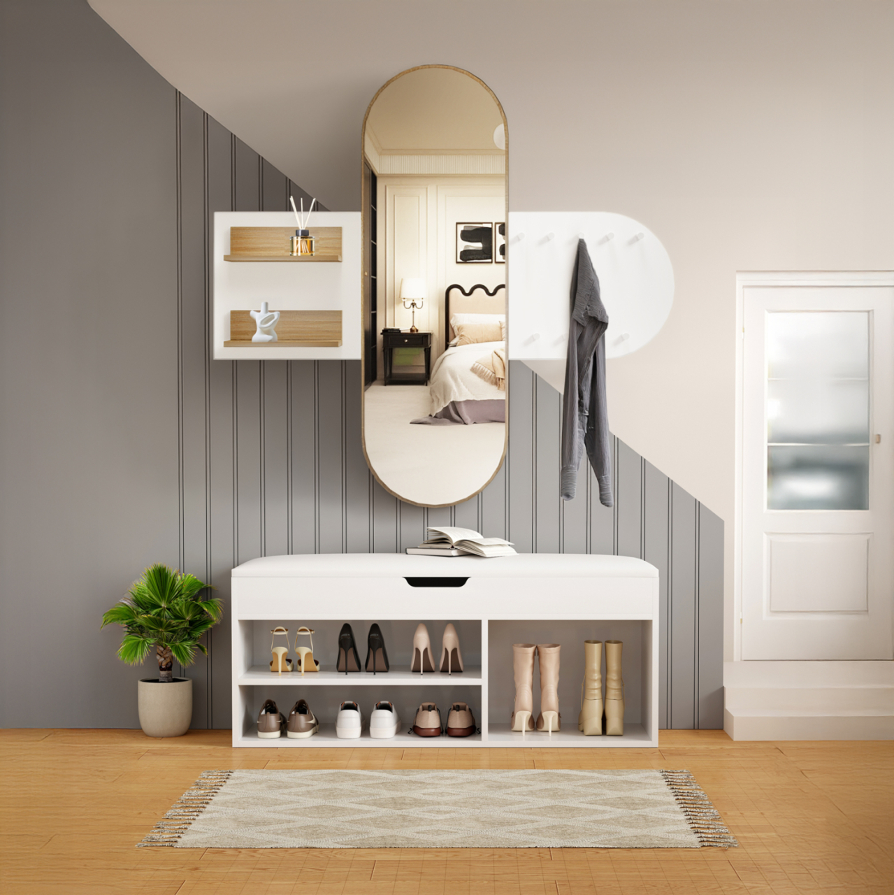 ENTRANCE SET 2PCS CHERYL HM21276.02 MELAMINE IN WHITE--SONAMA [2]