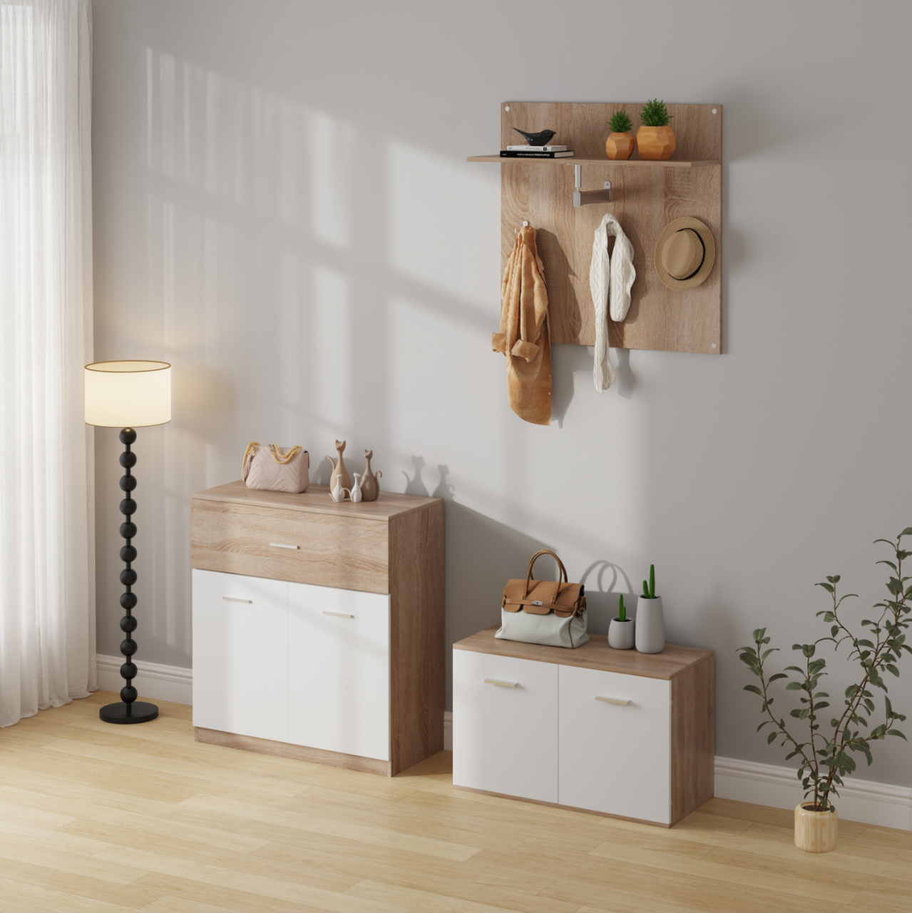 ENTRANCE SET 3PCS DIONNE HM21058 MELAMINE IN SONAMA-WHITE [2]
