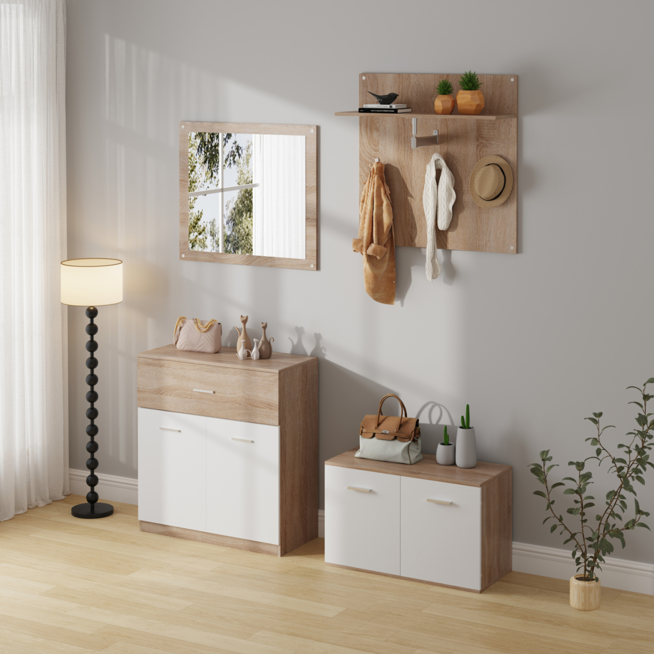 ENTRANCE SET 4PCS DIONNE HM21057 MELAMINE IN SONAMA-WHITE [2]