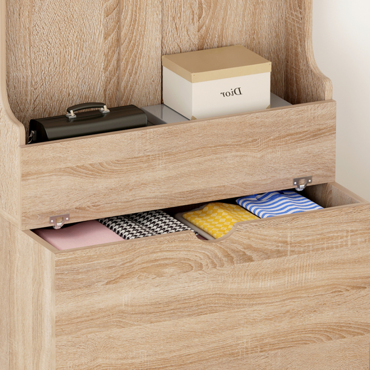 ENTRYWAY FURNITURE KAYLOR HM2474.01 WITH HOOKSandSTORAGE SPACE-MDF IN SONAMA 65x34x180Hcm. [7]