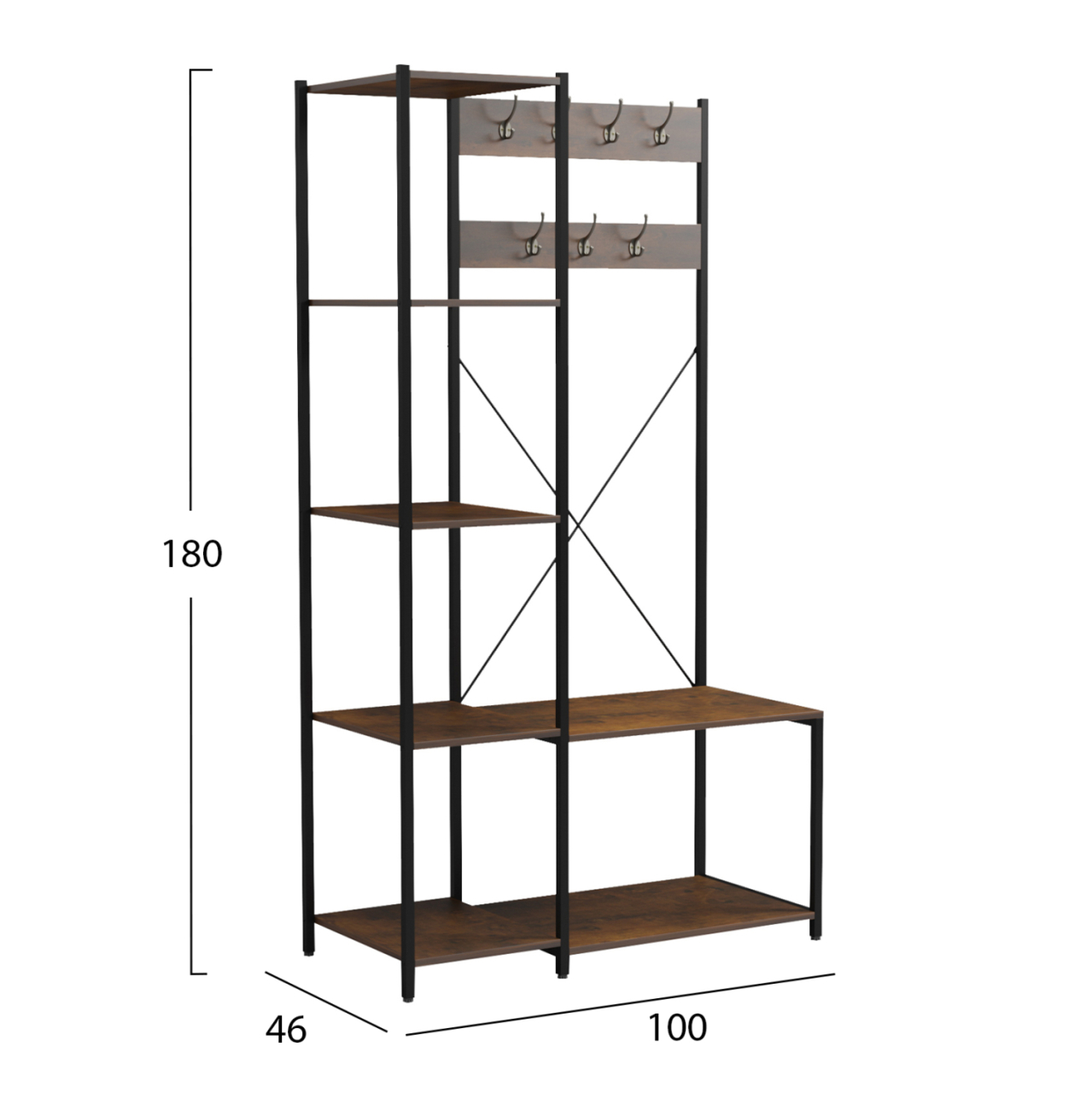 ENTRYWAY FURNITURE/OPEN ACCESS WARDROBE ARANJA HM18083 METAL-MELAMINE 100x46x180Hcm. [2]