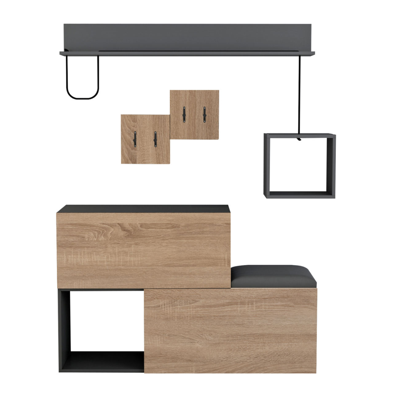ENTRYWAY FURNITURE SET CERB HM8957.11 MELAMINE IN SONAMA-GREY 120x20x72Hcm. [3]