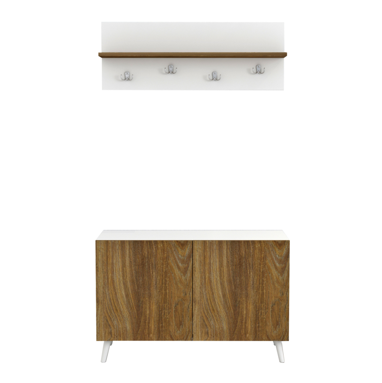 ENTRYWAY FURNITURE SET DELPHINE HM8876.11 MELAMINE IN WHITE-NATURAL WOOD 80x31,3x41,5Hcm. [3]