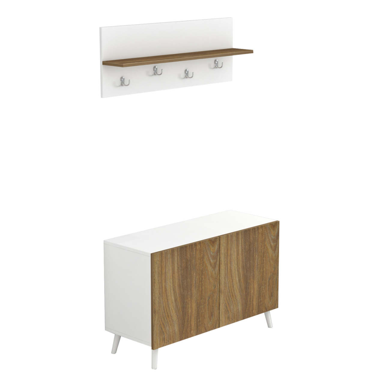 ENTRYWAY FURNITURE SET DELPHINE HM8876.11 MELAMINE IN WHITE-NATURAL WOOD 80x31,3x41,5Hcm. [4]
