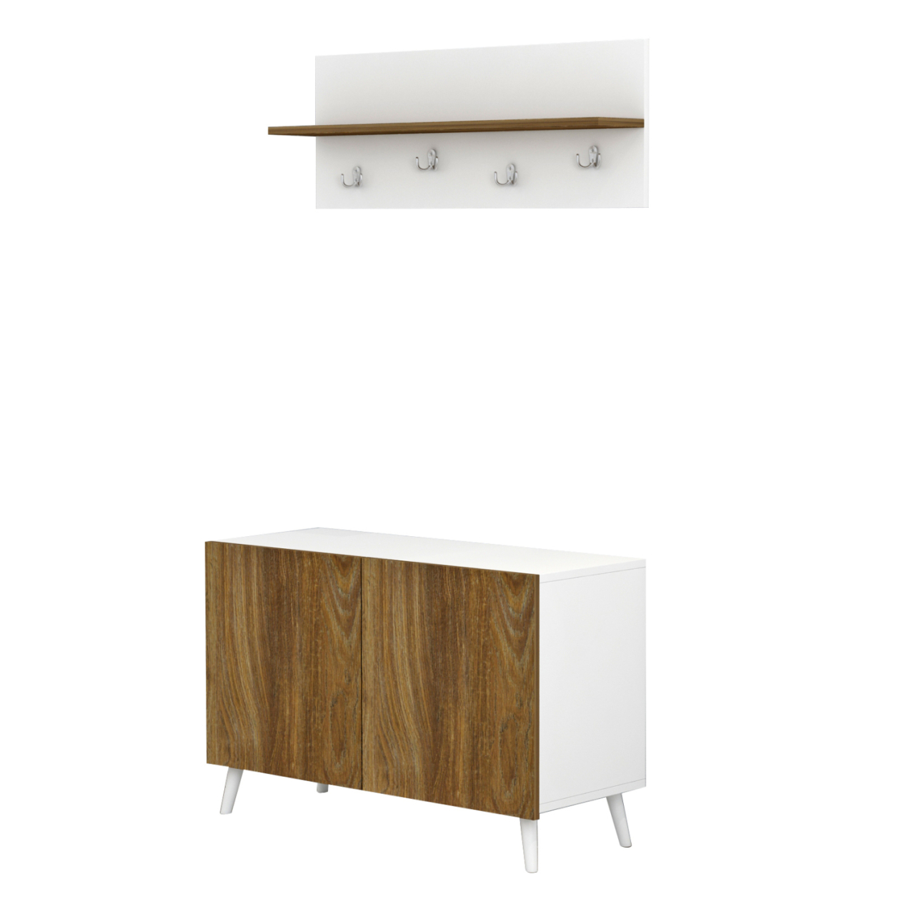 ENTRYWAY FURNITURE SET DELPHINE HM8876.11 MELAMINE IN WHITE-NATURAL WOOD 80x31,3x41,5Hcm. [5]