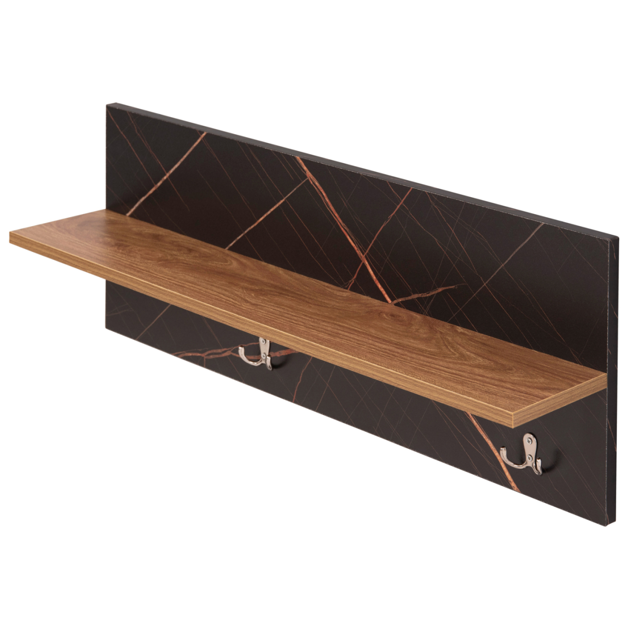 ENTRYWAY FURNITURE SET DELPHINE HM8876.12 MELAMINE IN BLACK MARBLE-NATURAL WOOD 80x31.5x52Hcm. [5]
