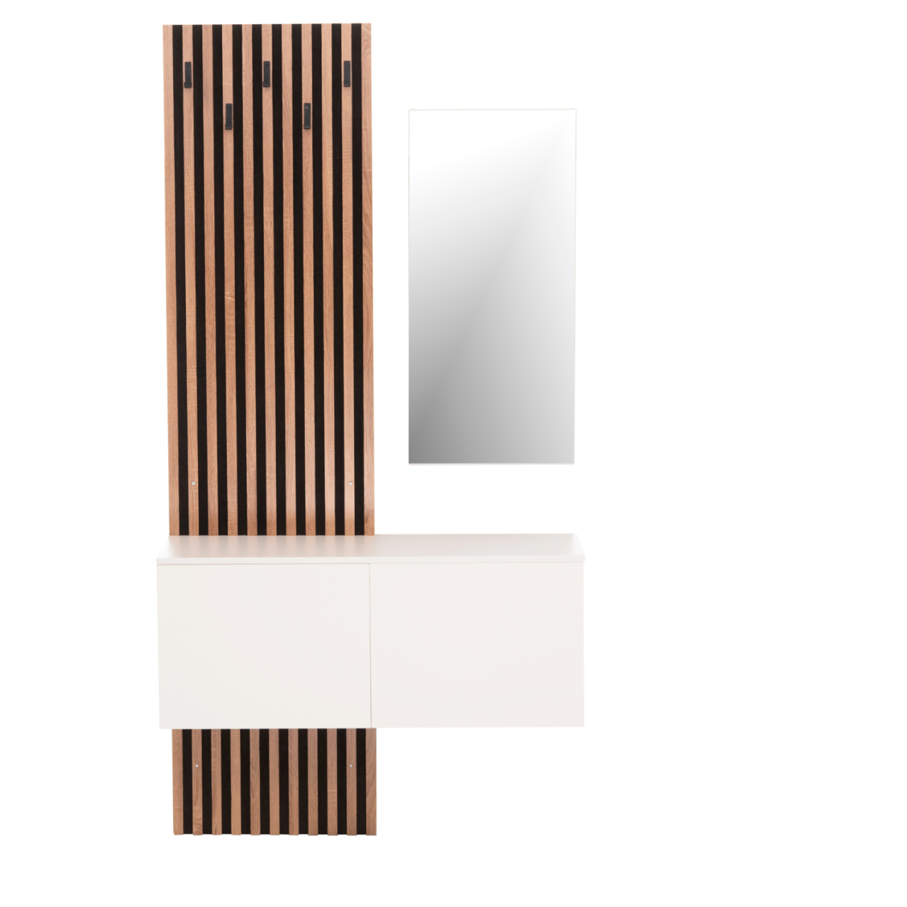 ENTRYWAY FURNITURE SET WITH MIRROR MYLES HM18080.01 MELAMINE IN SONAMA-WHITE 100x37x200Hcm. [3]