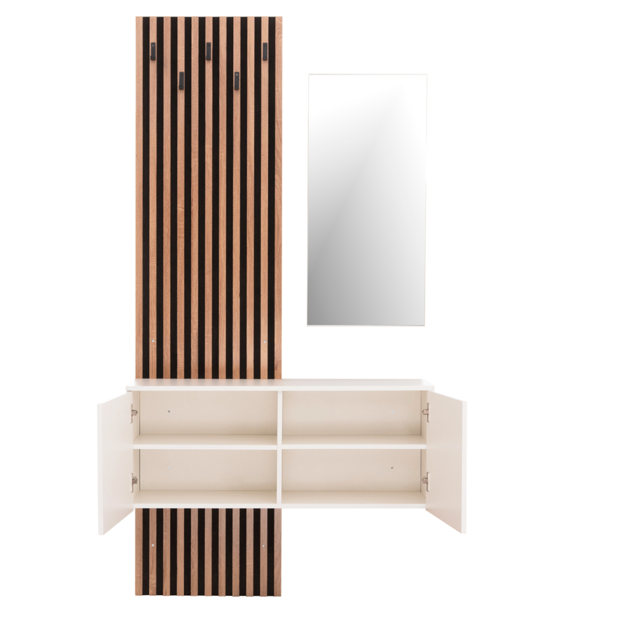 ENTRYWAY FURNITURE SET WITH MIRROR MYLES HM18080.01 MELAMINE IN SONAMA-WHITE 100x37x200Hcm. [4]